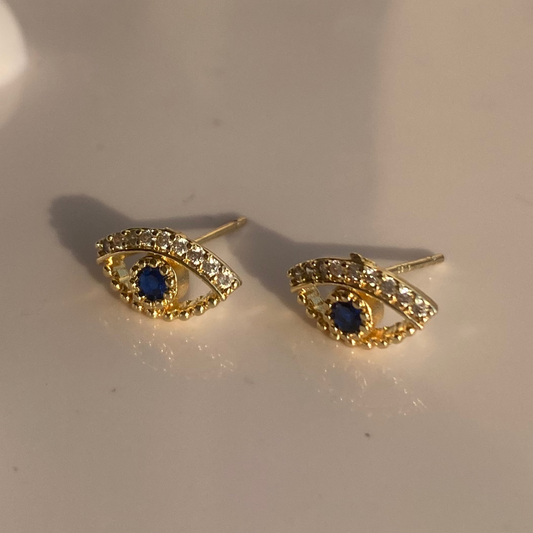 Golden Evil Eye Studs