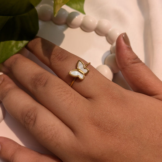 Golden Butterfly Adjustable Ring - minimae - Ring