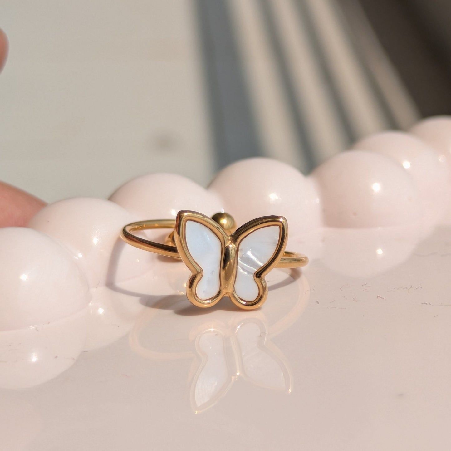 Golden Butterfly Adjustable Ring - minimae - Ring