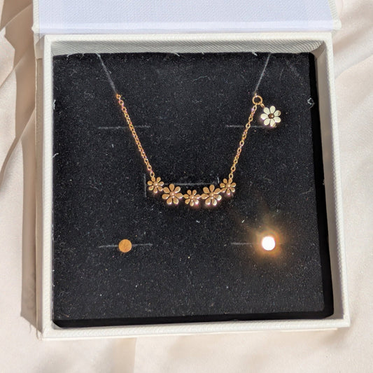 Golden Daisy Necklace & Golden Dot Stud Earring 18K Gold Plated - minimae - Set