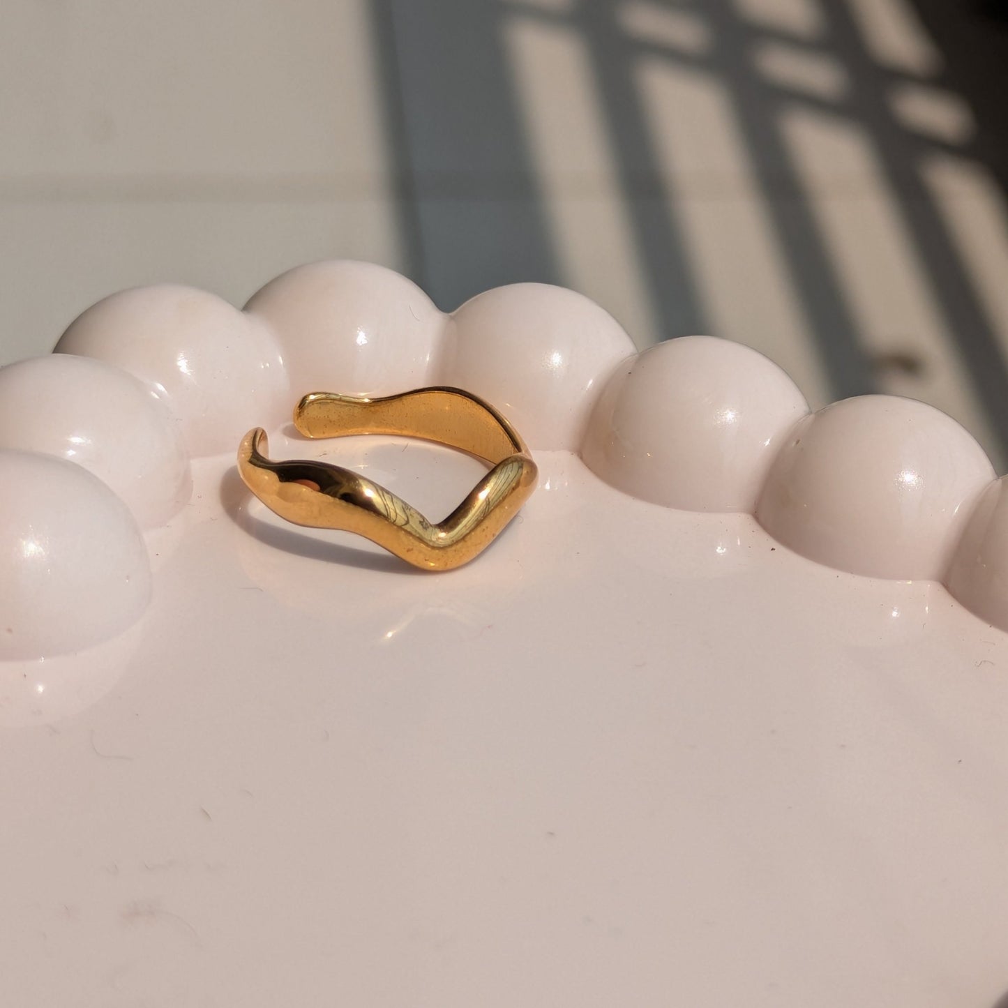 Golden Drift Adjustable Wave Ring - minimae - Ring