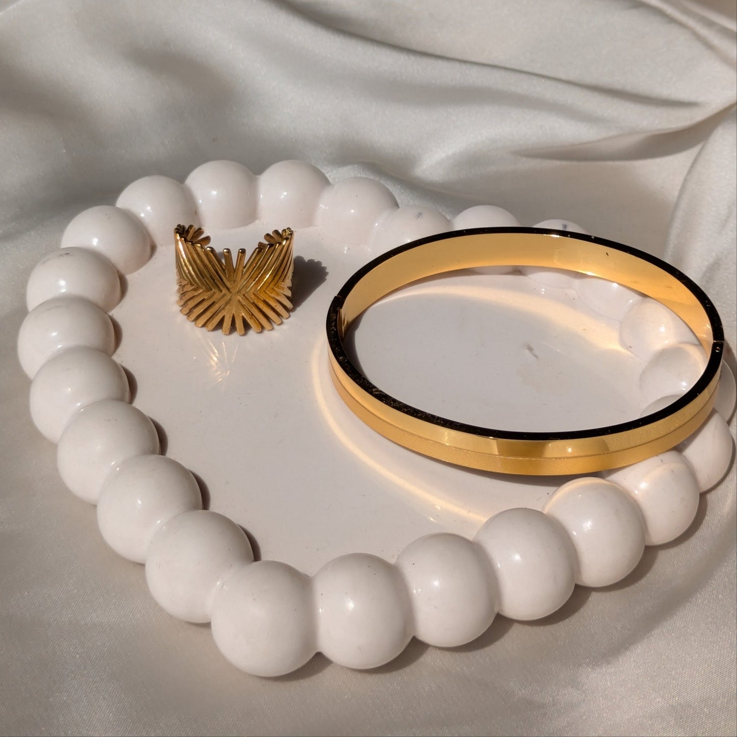 Palm Crest 18k Gold Plated Adjustable Ring And Starlace Gold Cuff Bracelet set - minimae - Set