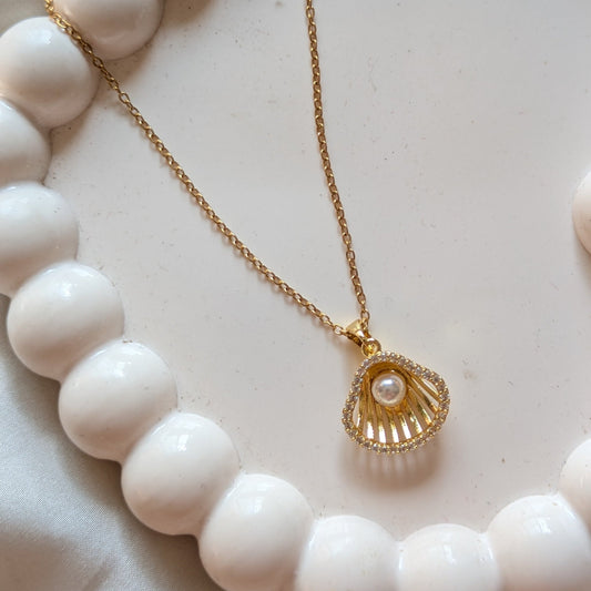 Shell Pearl 18k Gold - Plated Necklace - minimae - necklace