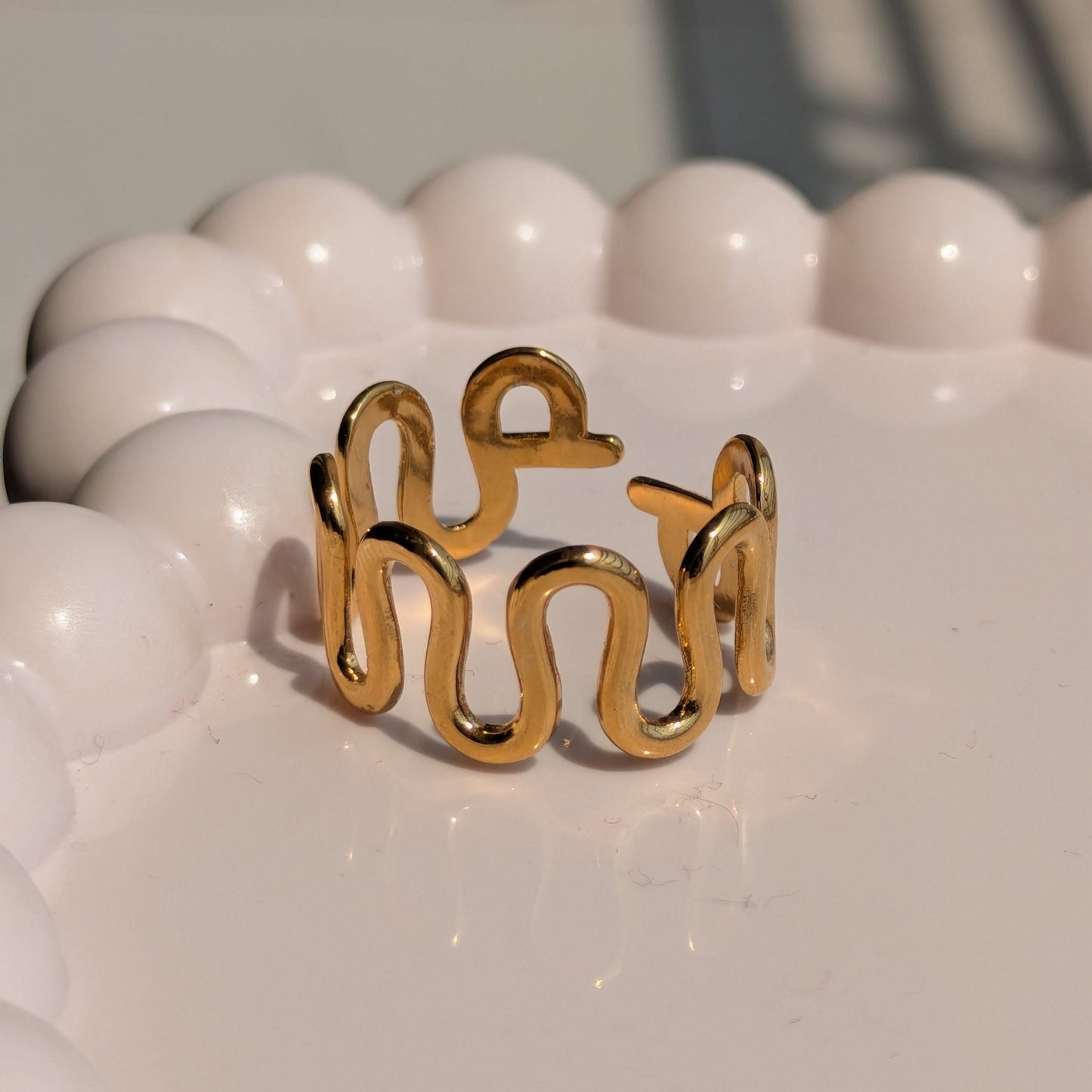 Wavy Gold Adjustable Ring - minimae - Ring