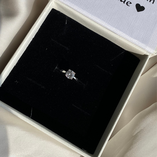 Moonlit Solitaire Adjustable Ring
