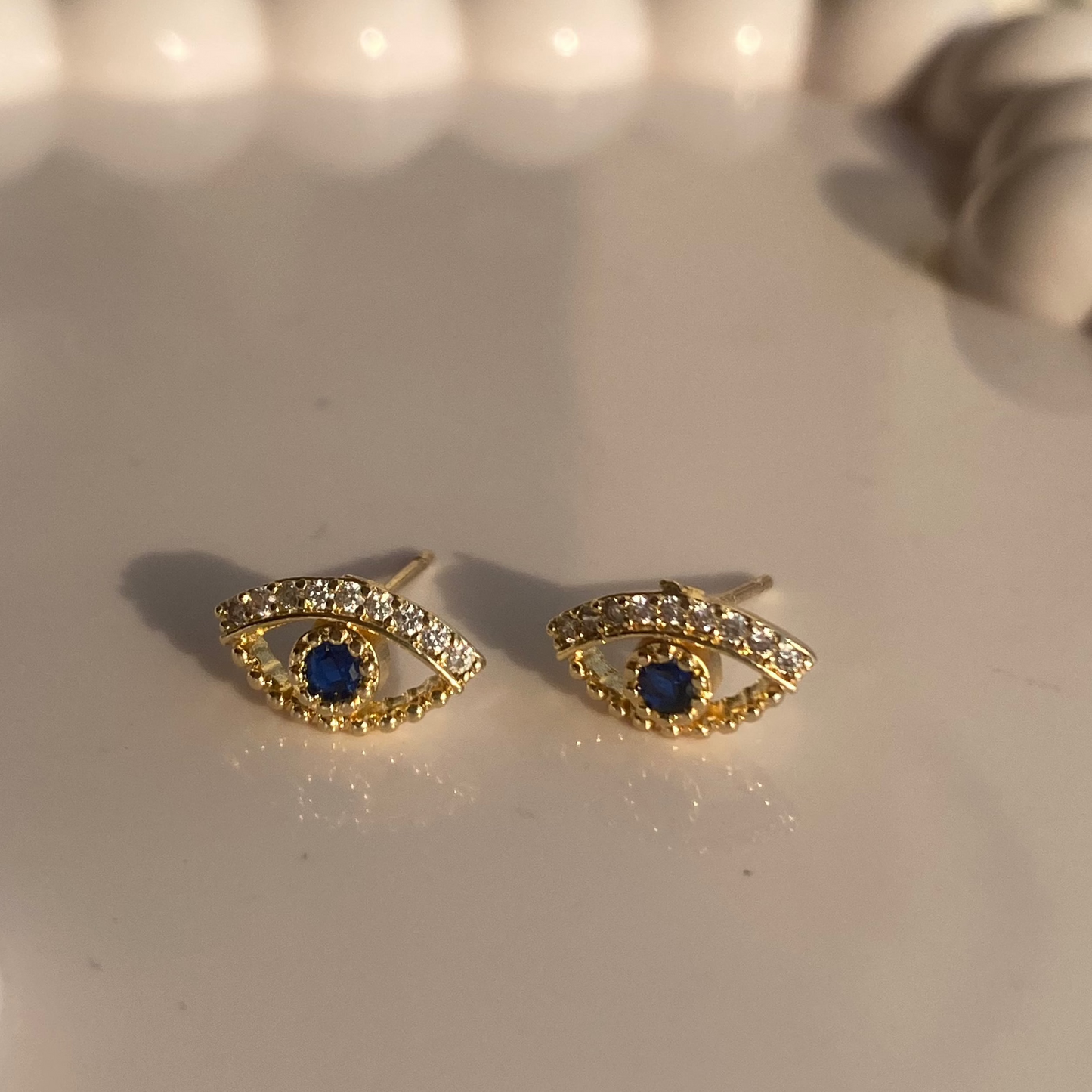 Golden Evil Eye Studs