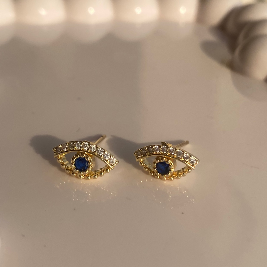 Golden Evil Eye Studs