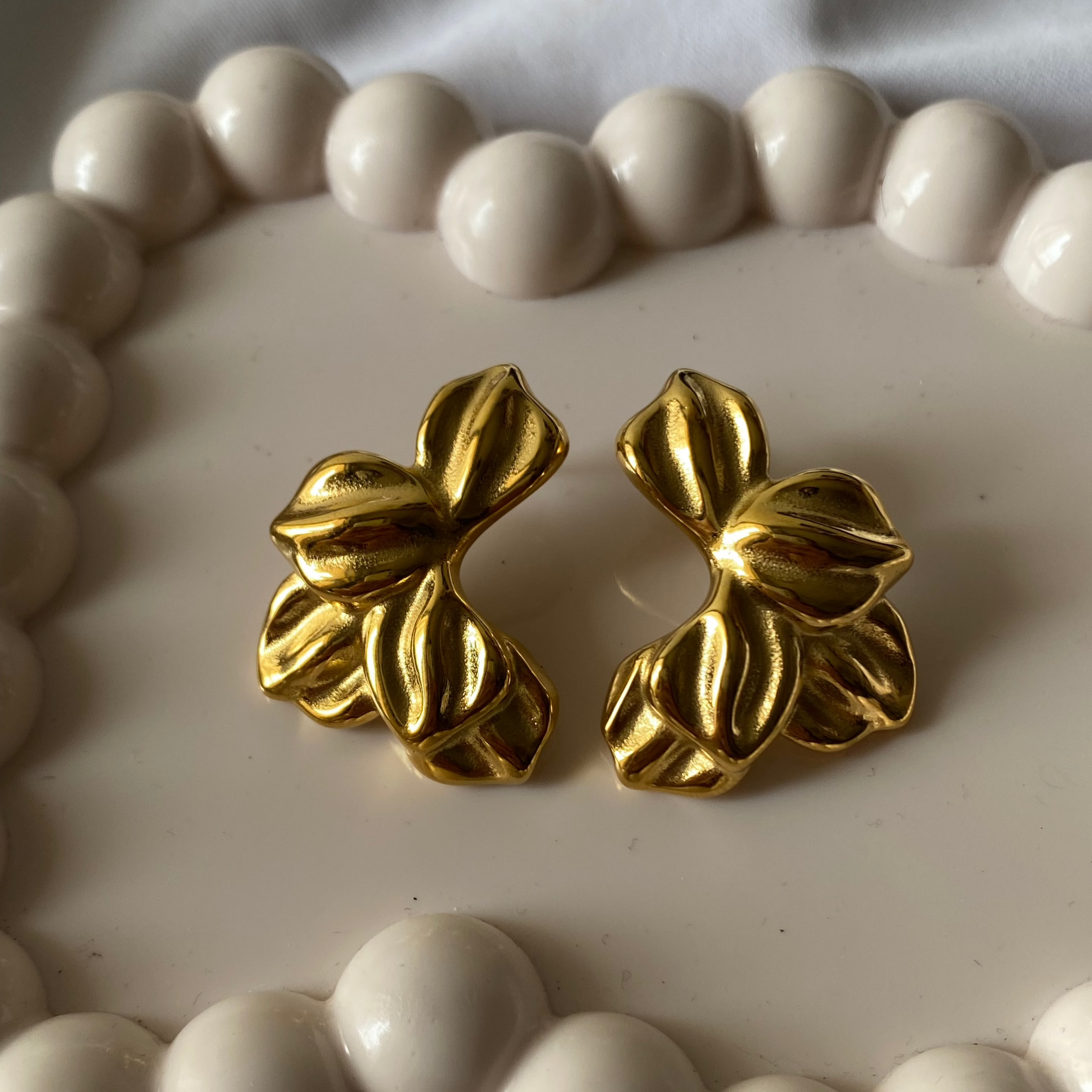 Gold Petal Statement Earrings