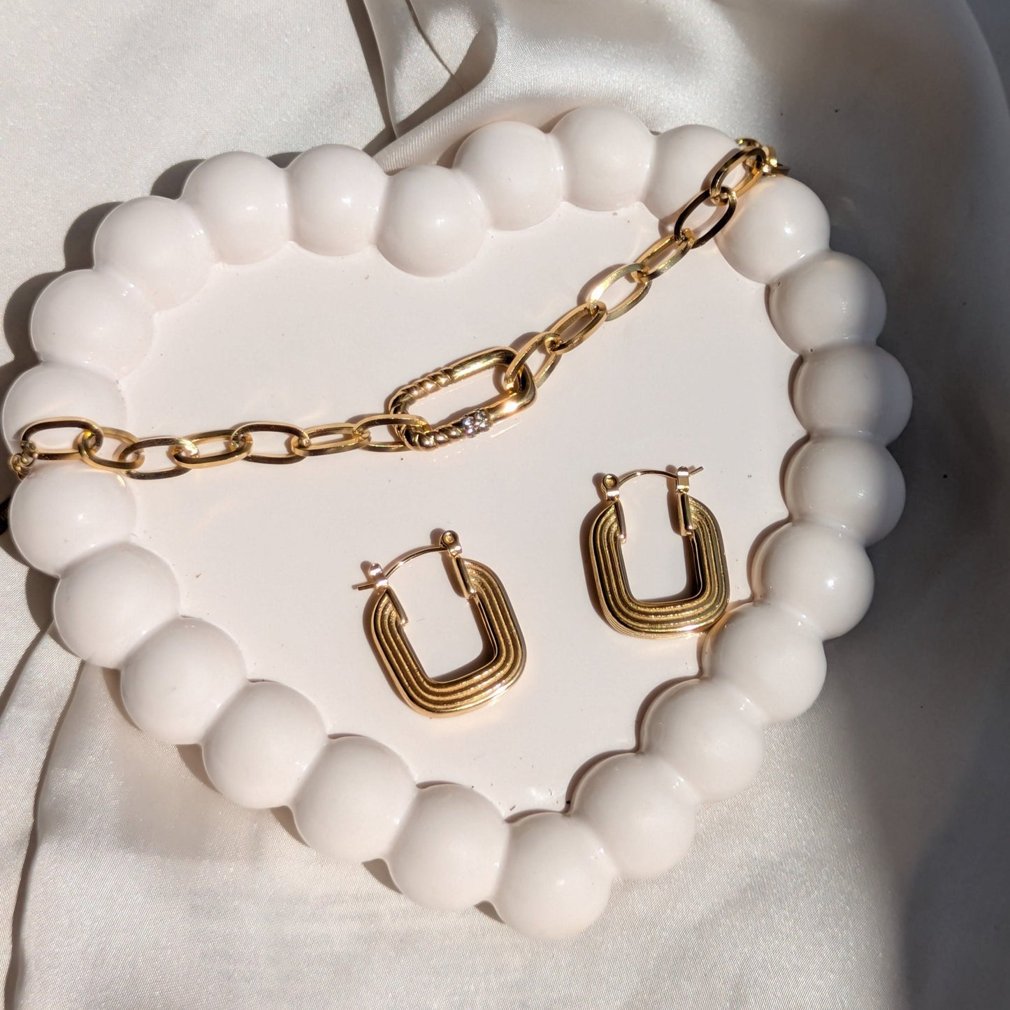 Bold Link Bracelet - Chunky Hoops 18k Gold Plated Set - minimae - Set
