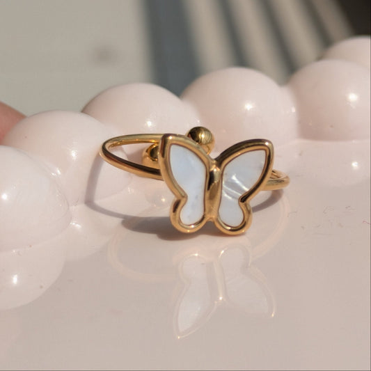 Golden Butterfly Adjustable Ring - minimae - Ring