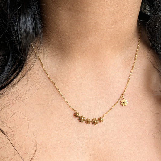 Golden Daisy Charm Necklace - minimae - 