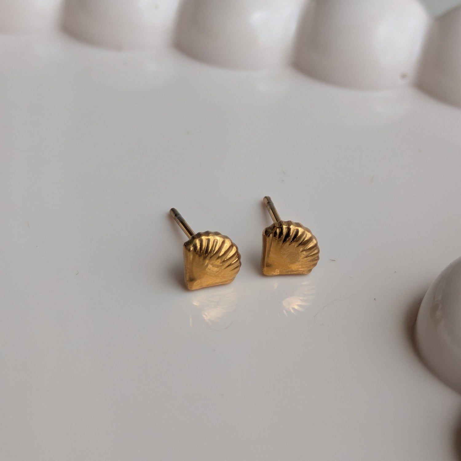 Golden Shell Stud Anti Tarnish Earrings - minimae - 