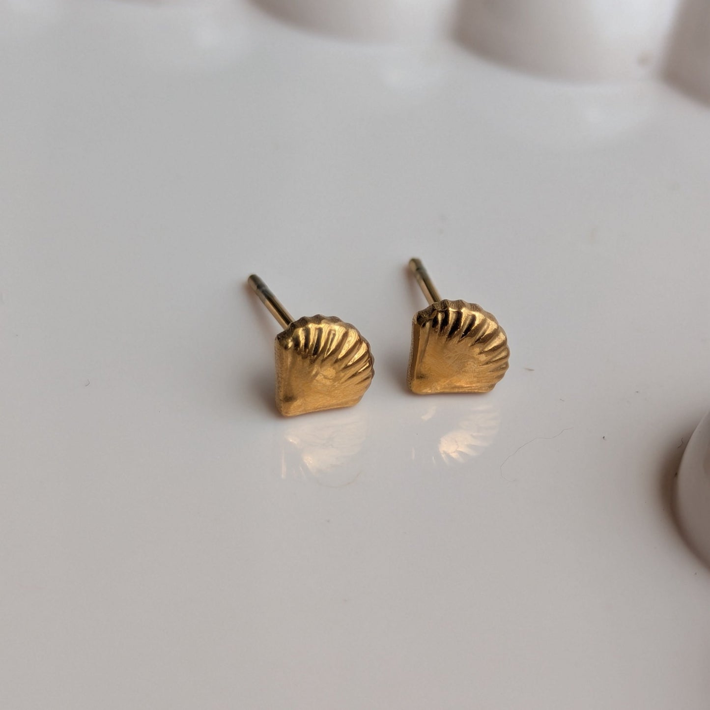 Golden Shell Stud Anti Tarnish Earrings - minimae - 