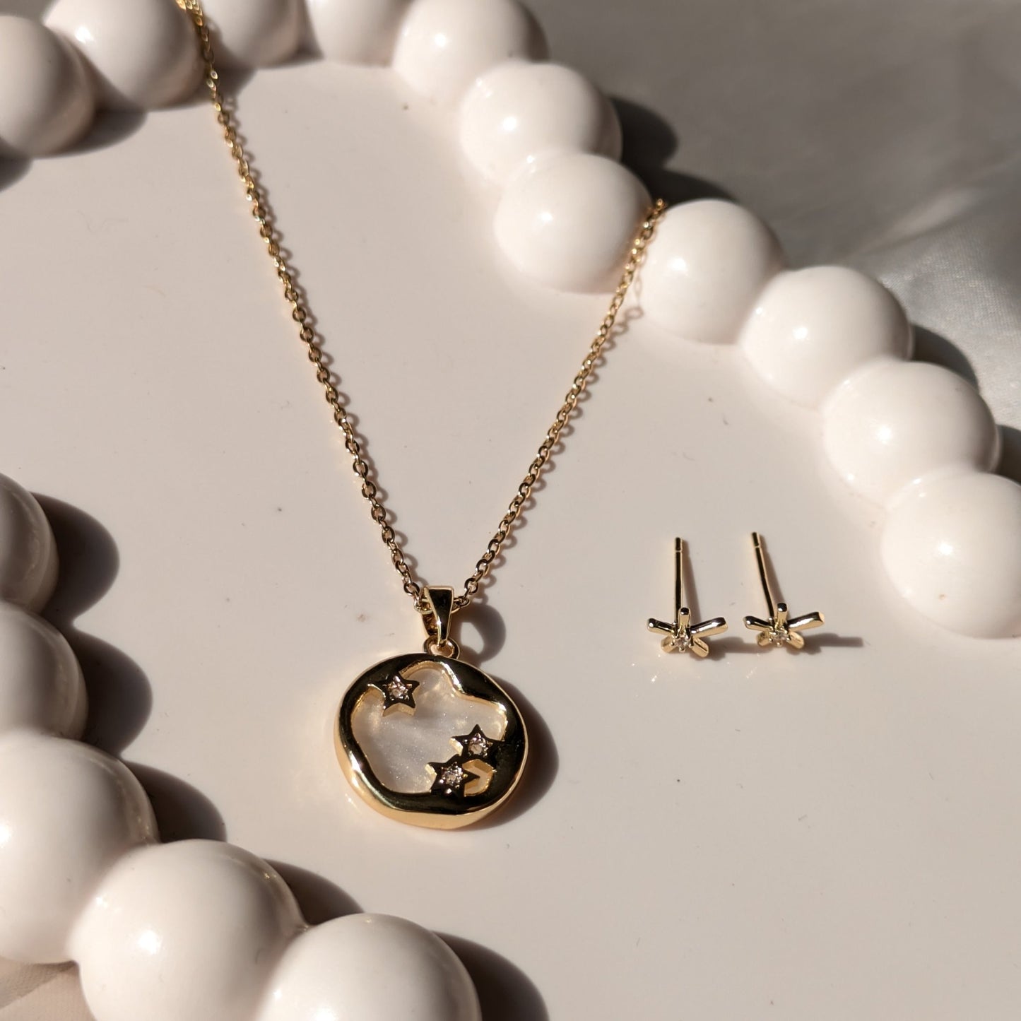 Orbit of Stars & Starbloom Stud 18k gold plated set - minimae - 