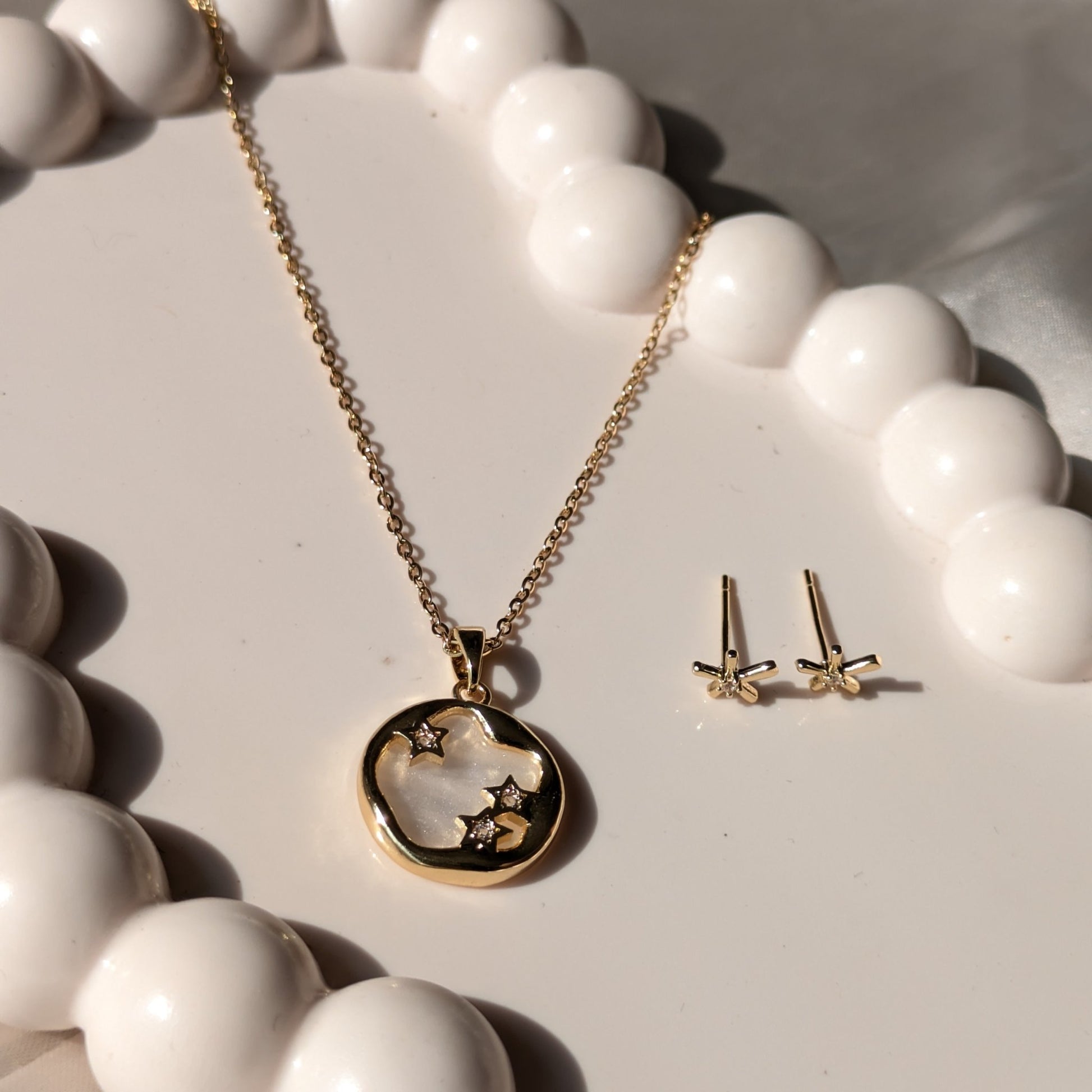 Orbit of Stars & Starbloom Stud 18k gold plated set - minimae - 