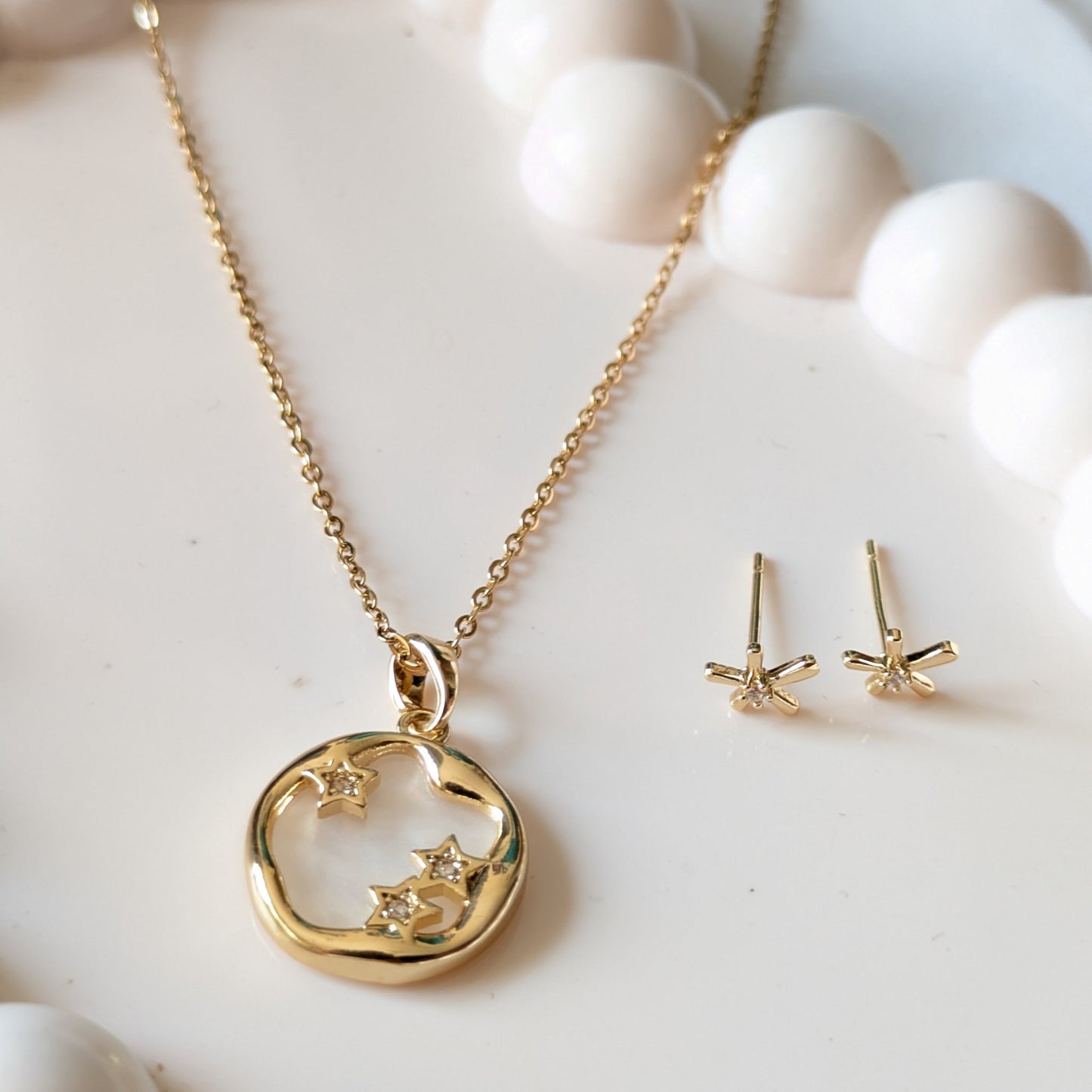 Orbit of Stars & Starbloom Stud 18k gold plated set - minimae - 