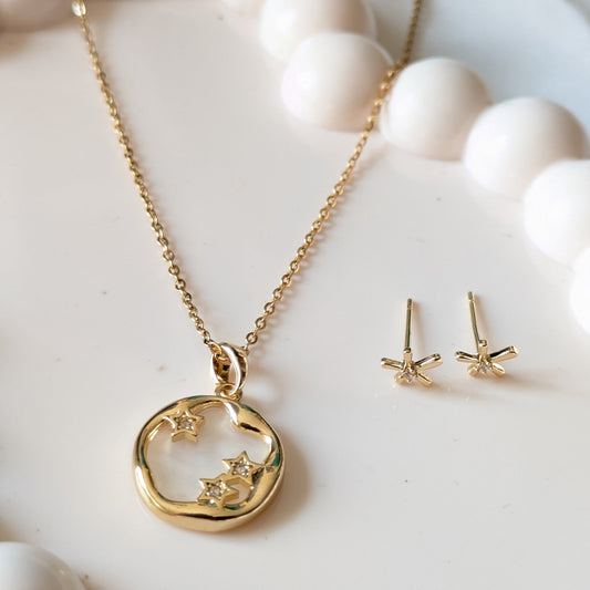 Orbit of Stars & Starbloom Stud 18k gold plated set - minimae - 