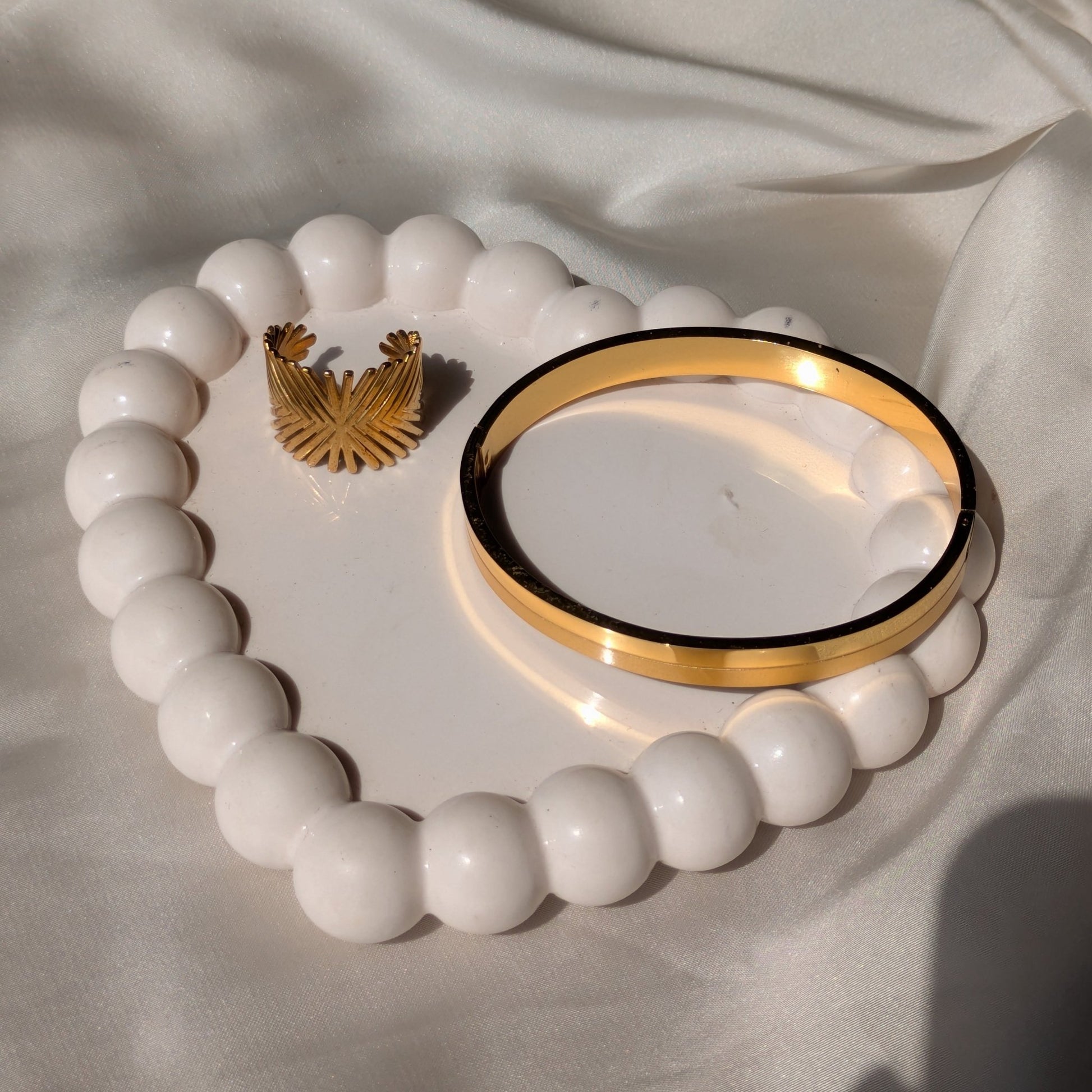 Palm Crest 18k Gold Plated Adjustable Ring And Starlace Gold Cuff Bracelet set - minimae - Set