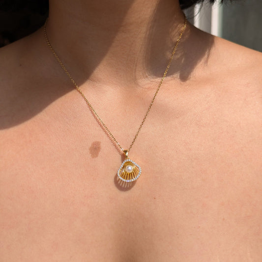 Shell Pearl 18k Gold - Plated Necklace - minimae - necklace