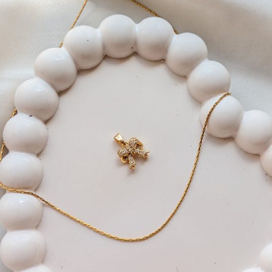 Sunlit Chain - Bow Charm 18k Gole Plated Set - minimae - 