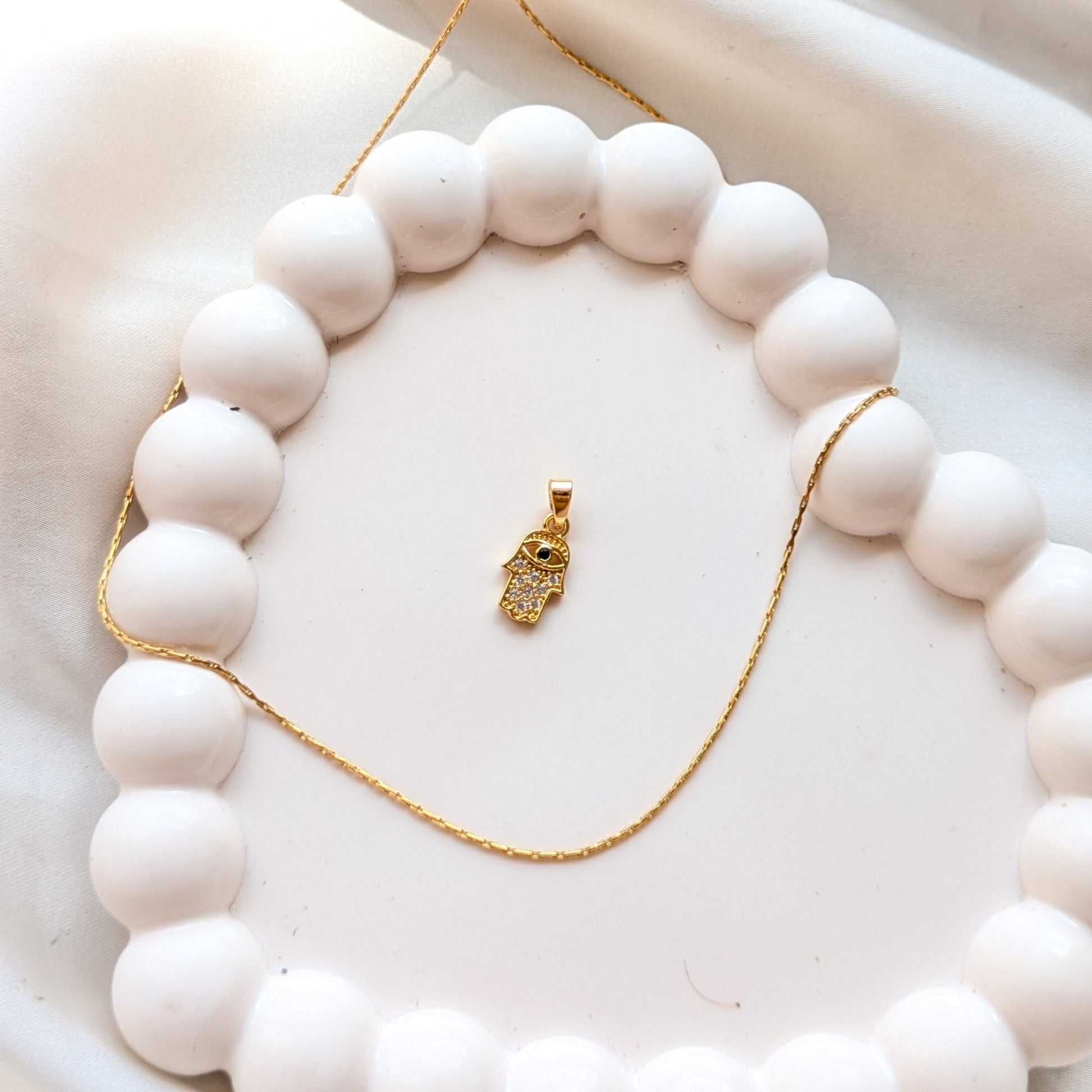 Sunlit Chain - Hamsa Hand Charm 18k Gole Plated Set - minimae - 